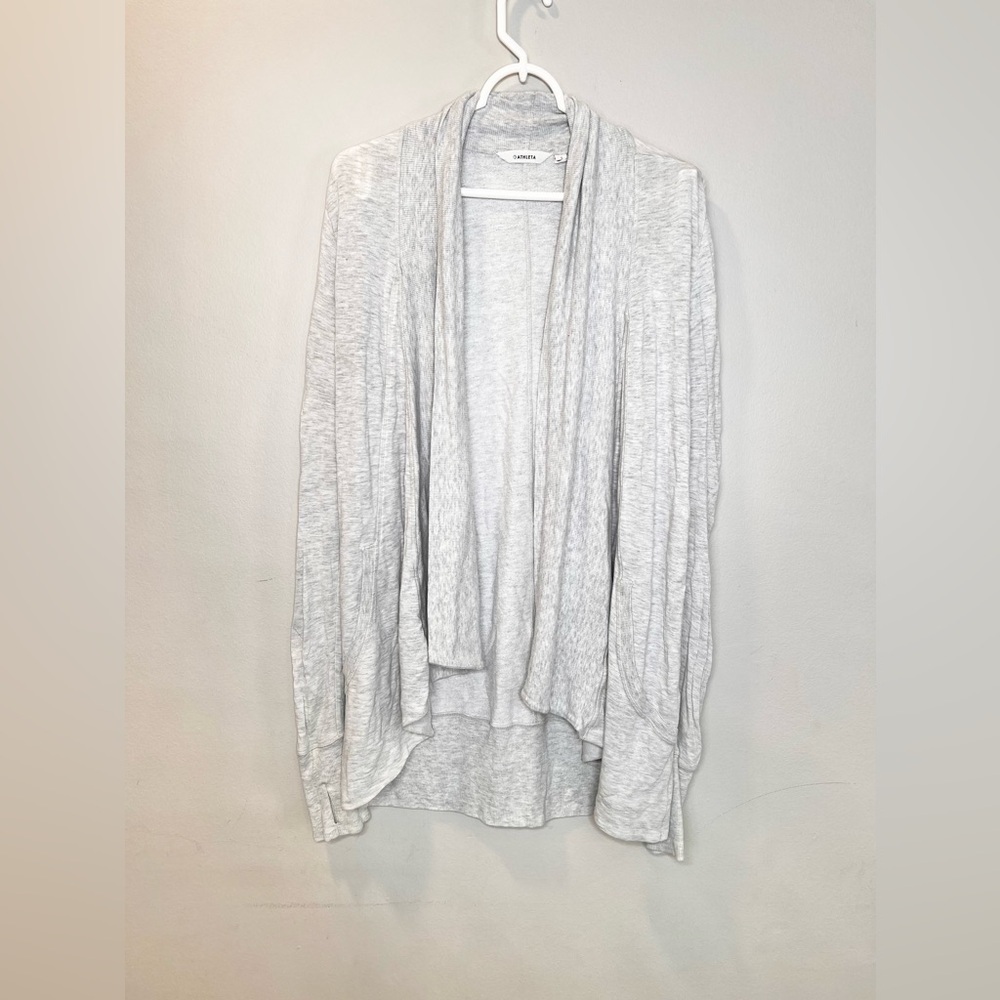 Athleta Pranayama Wrap Fog Grey Heather Cardigan Pullover Sweater Size Small. - Picture 6 of 9